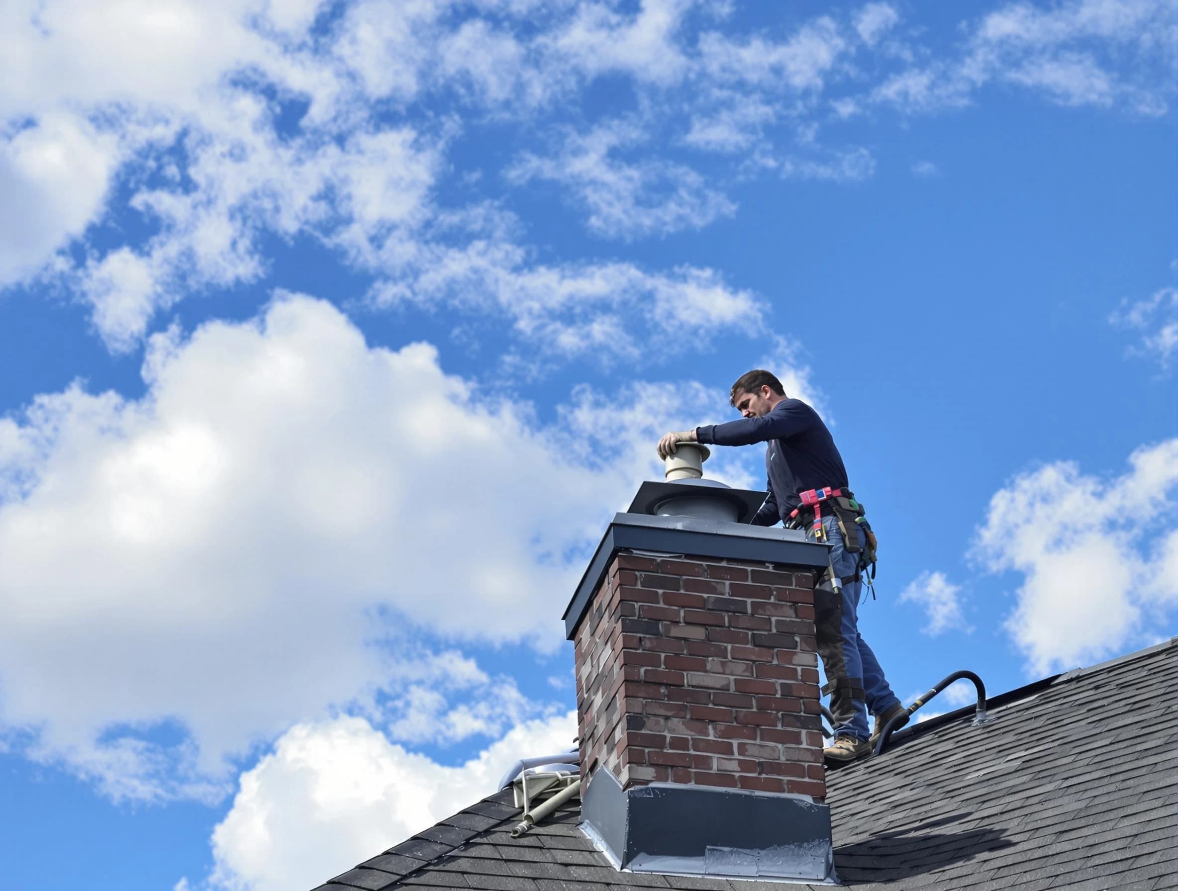 North Huntingdon Chimney Sweep installing a sturdy chimney cap in North Huntingdon, PA