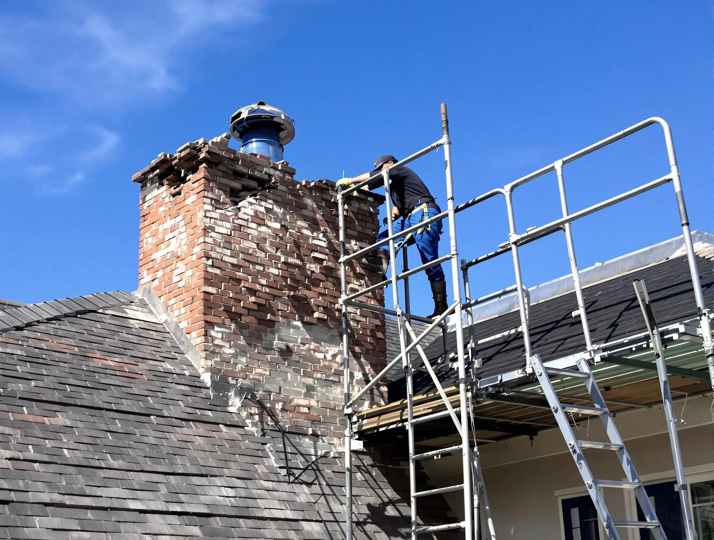 Rebuilding a chimney structure by North Huntingdon Chimney Sweep in North Huntingdon, PA