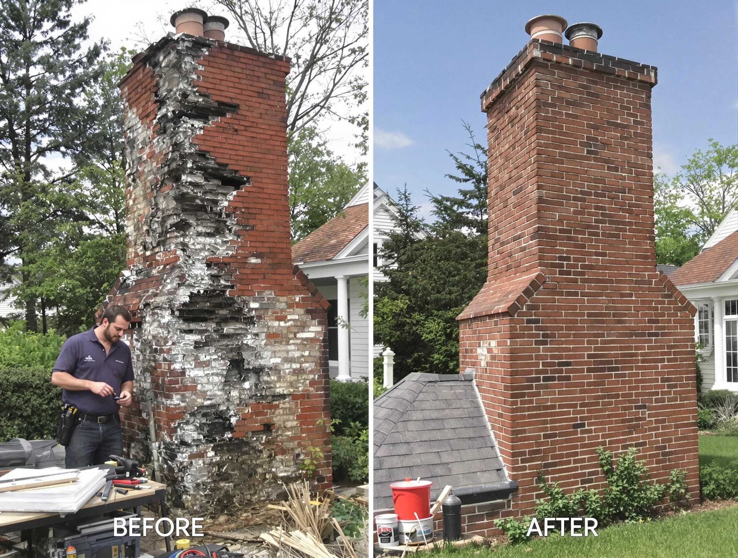North Huntingdon Chimney Sweep performing a full chimney restoration in North Huntingdon, PA