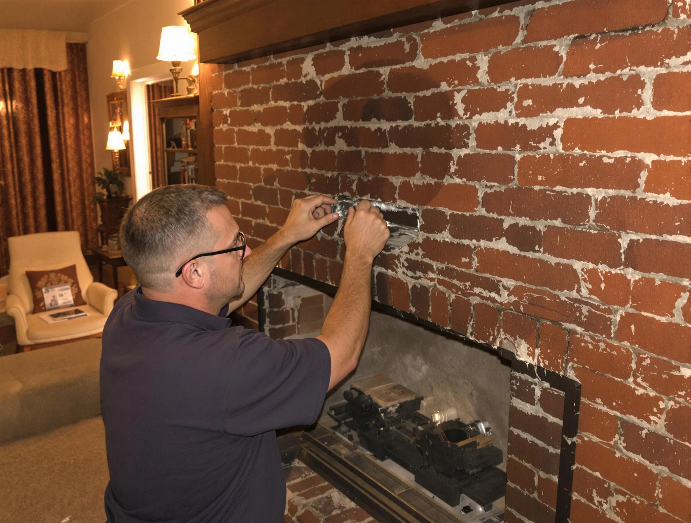 North Huntingdon Chimney Sweep expert fixing a fireplace in North Huntingdon, PA