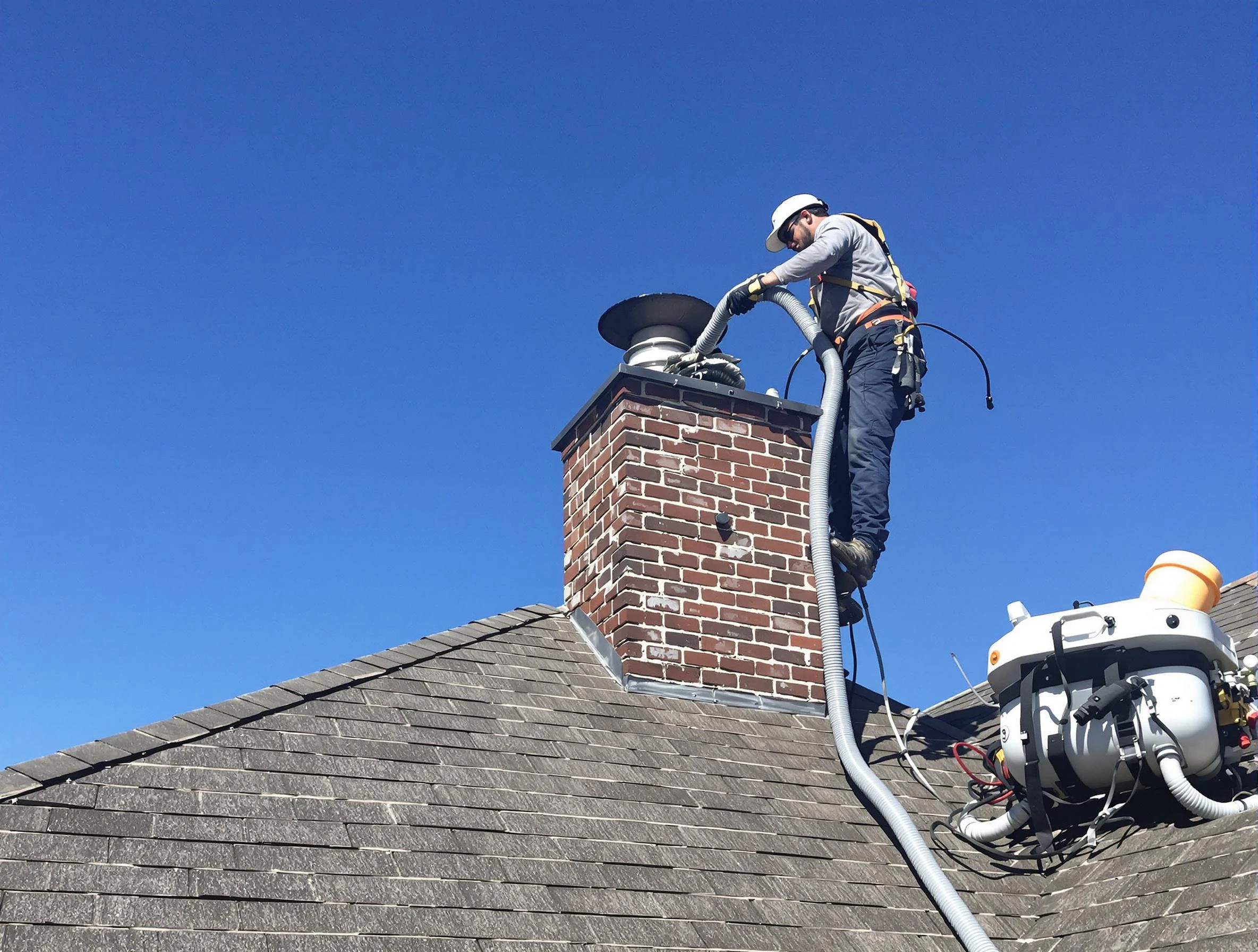 Dedicated North Huntingdon Chimney Sweep team member cleaning a chimney in North Huntingdon, PA