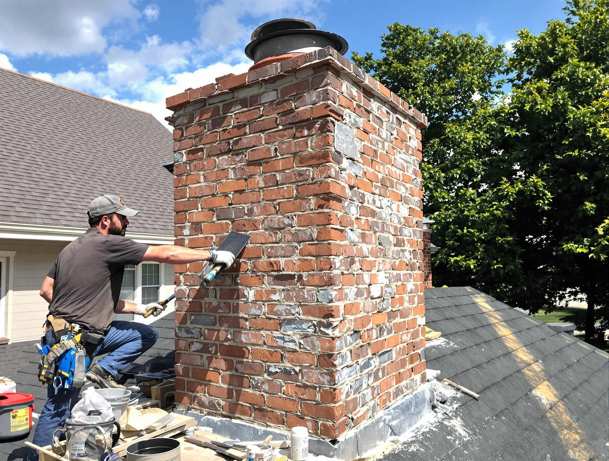 Completed chimney rebuild by North Huntingdon Chimney Sweep in North Huntingdon, PA